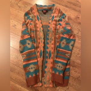 Rock and Roll Cowgirl southwestern orange real colorful cozy cardigan